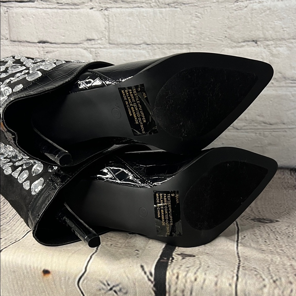 Lauren Lorraine Hana Black and Silver Embellished Heeled Boots - Picture 10 of 11